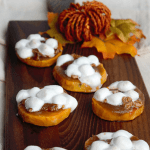 Sweet Potato Casserole Bites! This easy twist on a classic holiday dish make a delicious appetizer or side dish for Thanksgiving!