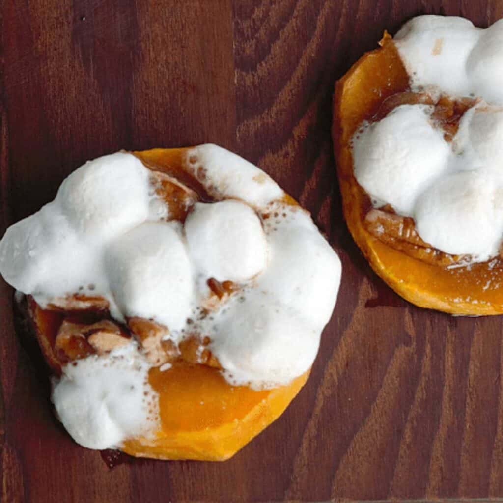sweet potatoes topped with marshmallows