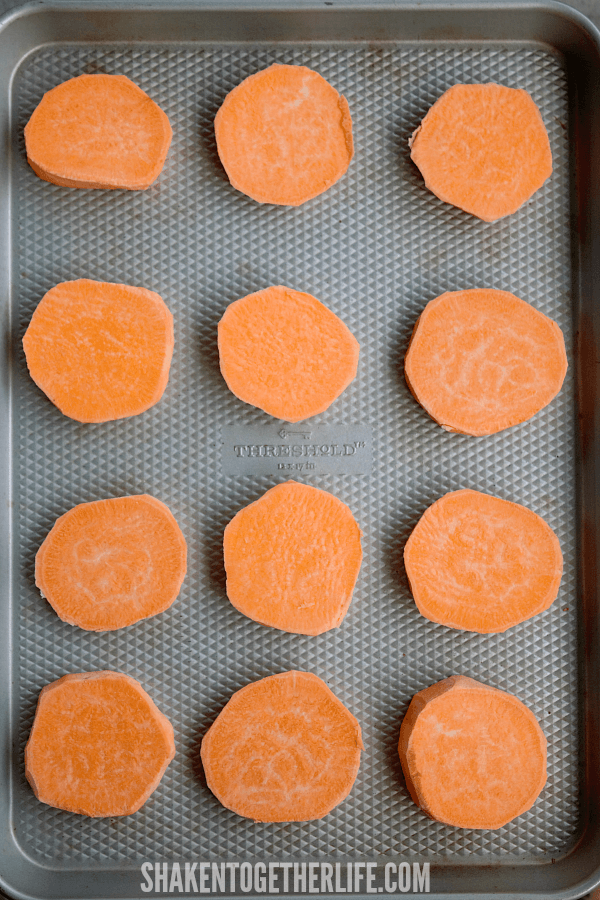 Sweet Potato Casserole Bites - they start with rounds of fresh sweet potatoes!