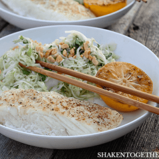 Fresh and flaky, our Grilled Halibut met its perfect partner in a super simple crisp Cilantro Cabbage Slaw!