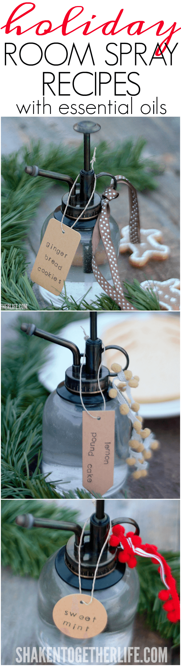 Make Holiday Room Sprays that smell just like holiday treats! Start with the simple room spray base and customize it with essential oils to create Sweet Mint, Gingerbread Cookies and even Banana Bread room sprays! Perfect for foodies, friends and ... even better, these holiday treats have zero calories and make awesome gifts!