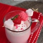 Cupid Cocoa (or strawberry cocoa) is such a fun drink for Valentine's Day! LOVE those sweet kabobs on top!