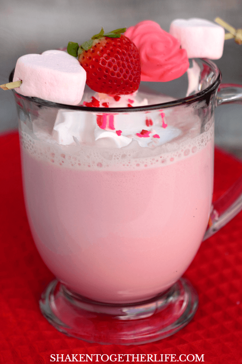 Cupid Cocoa is the most perfect pink drink for Valentine's Day breakfast or even after dinner with a plate of cookies!