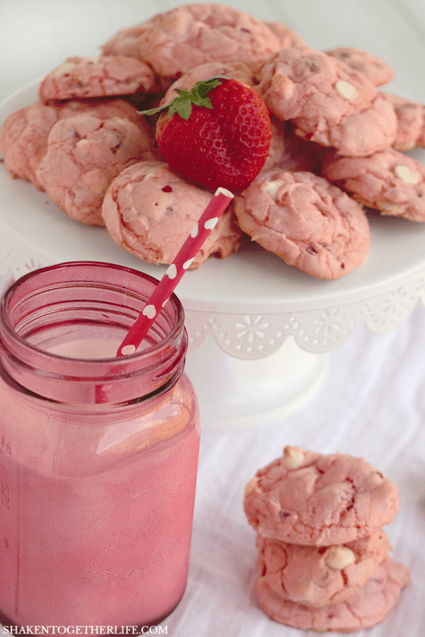 Our Double Strawberry White Chocolate Chip Cookies are soft, chewy and loaded with strawberry flavor!