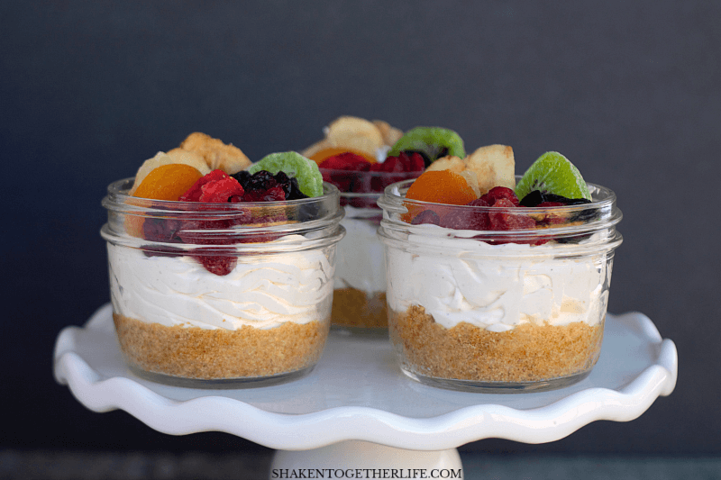 Rainbow Fruit Cheesecakes in a Jar 