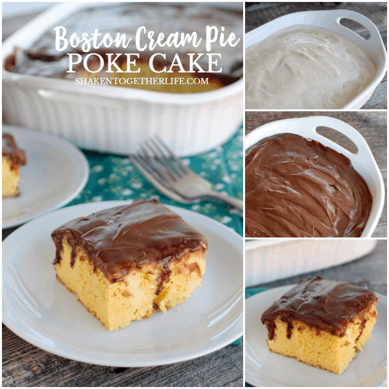 Boston Cream Pie Poke Cake collage
