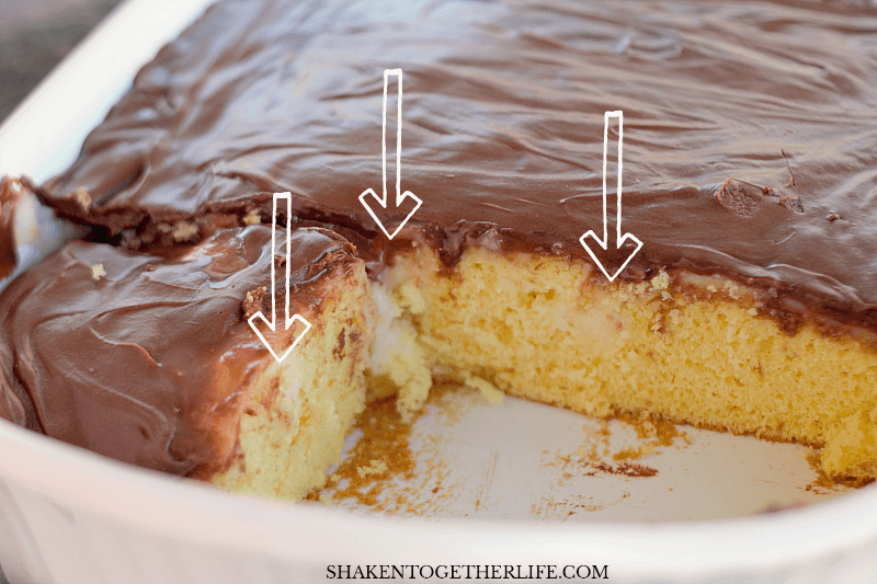 Boston Cream Pie Poke Cake cut