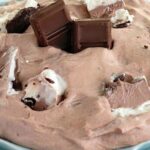 collage of Chocolate Cream Pie Dip with recipe name overlay
