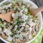 This is the BEST Creamy Chicken Pasta Salad and it will be the star of your brunch, picnic or potluck!