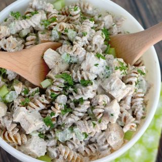 This is the BEST Creamy Chicken Pasta Salad and it will be the star of your brunch, picnic or potluck!