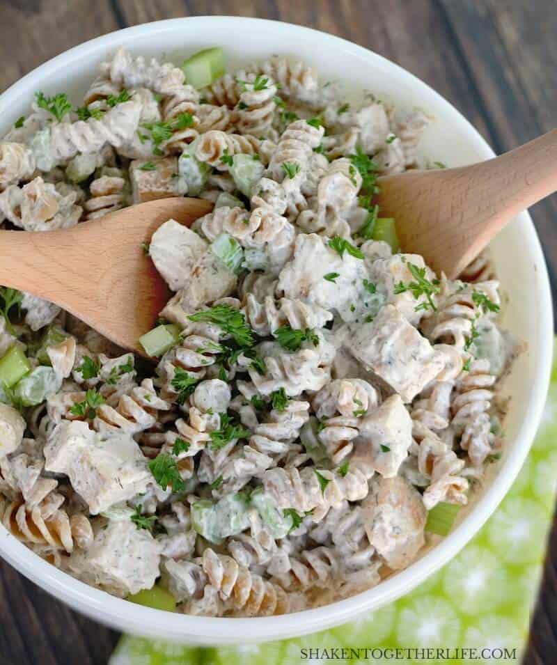 This is the BEST Creamy Chicken Pasta Salad and it will be the star of your brunch, picnic or potluck!