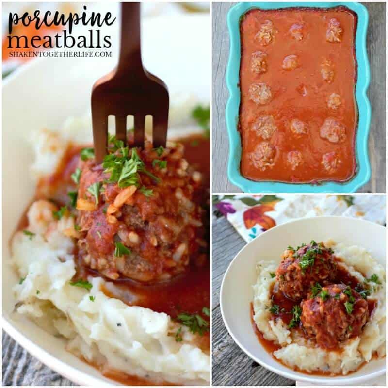 collage of Classic Porcupine Meatballs