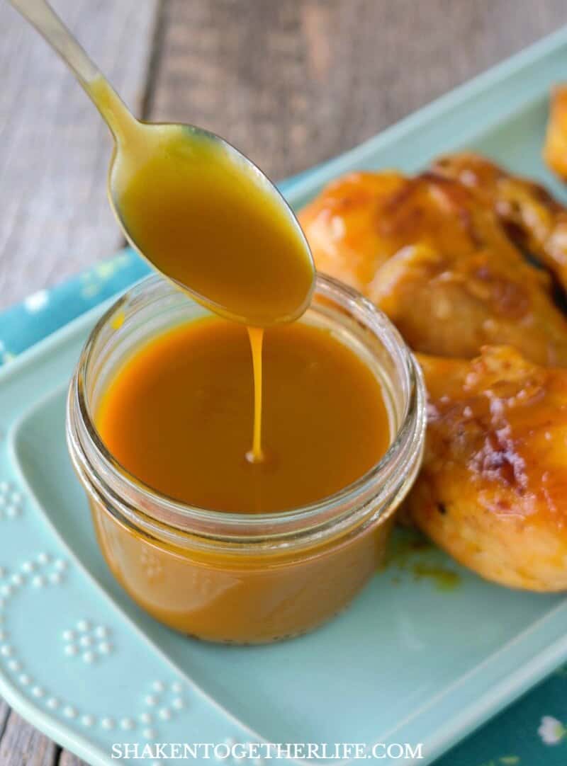 These Grilled Honey Mustard Drumsticks get their glorious sticky glaze from this 3 ingredient homemade honey mustard sauce!