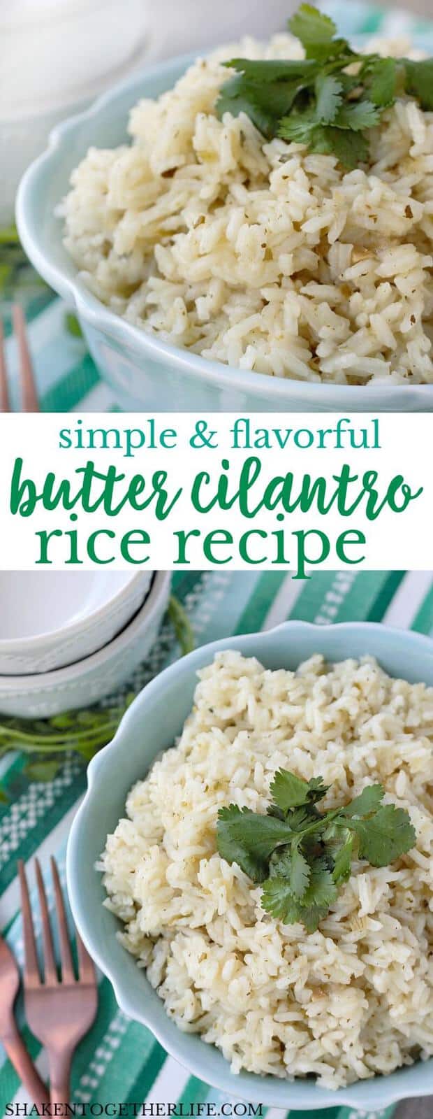 Simple and flavorful, this Butter Cilantro Rice recipe is the perfect side dish for your Cinco de Mayo menu or any weeknight meal!