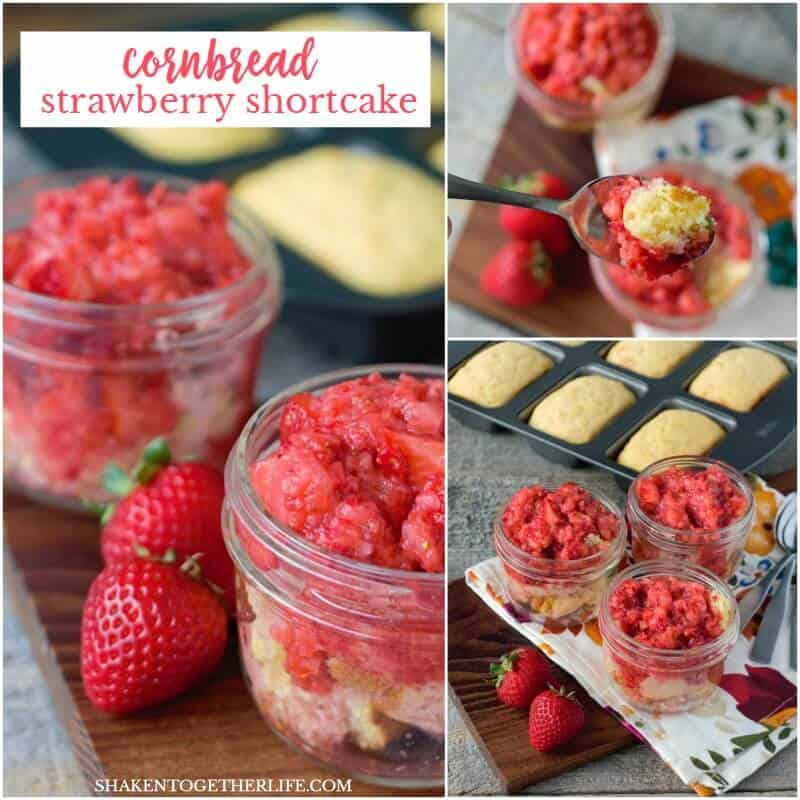 Cornbread Strawberry Shortcake - served in mason jars! - is perfect for parties, picnics and potlucks!