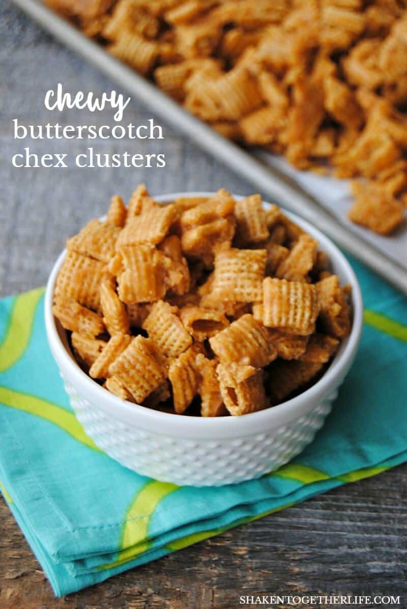 Chewy Butterscotch Chex Clusters - corn cereal is drenched with an ultra butterscotch-y coating then broken apart into munchable clusters!