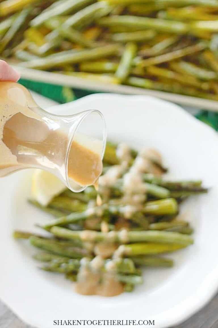 Roasted Vegetables with Garlic Dijon Sauce poured over top