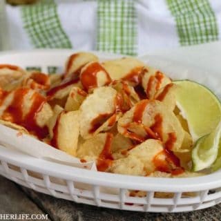 Move over chips and salsa - these Mexican Street Chips with Hot Sauce & Lime are an irresistibly easy snack!