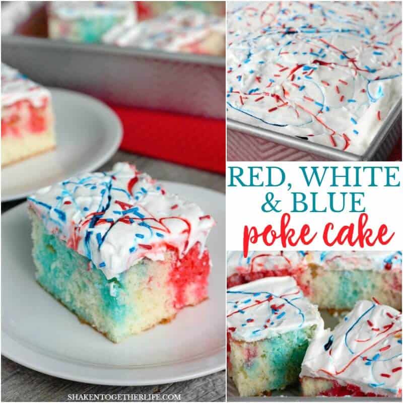 Red and blue POP inside this easy patriotic dessert - it couldn't be easier to make this Red, White & Blue Poke Cake!