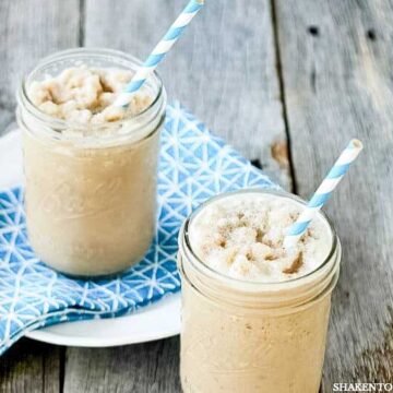 two frozen coffees in jars
