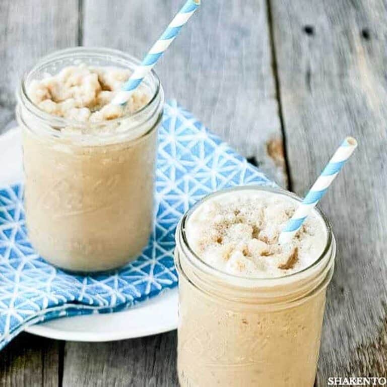 two frozen coffees in jars