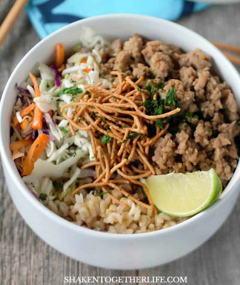 Korean Turkey Rice Bowls use basic ingredients from the grocery store, fridge and pantry but pack BIG flavor!