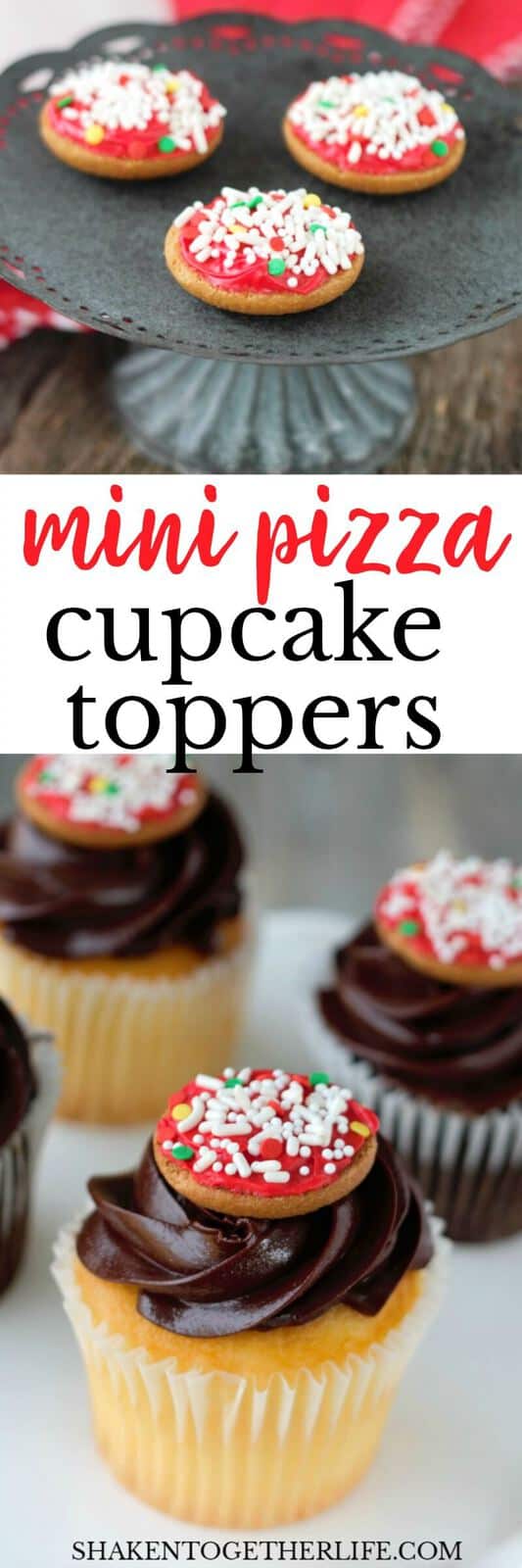 How to make Mini Pizza Cupcakes Toppers! This cute pizza themed dessert is perfect for a Pizza Party! They are no bake and SO easy to make!