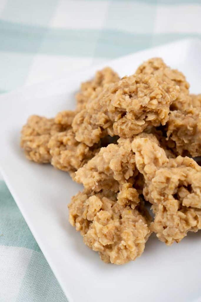 pumpkin no bake cookies on white plate