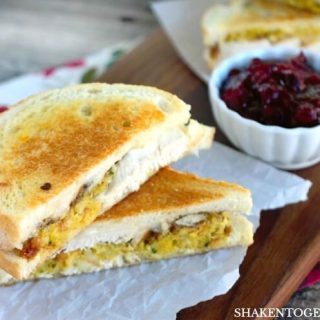 Stuffed with all of your favorite leftovers, these Thanksgiving Leftovers Grilled Cheese Sandwiches are a delicious way to enjoy Thanksgiving all over again!