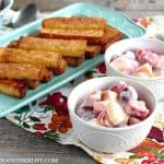 Cool and creamy, this Easy Yogurt Fruit Salad is the perfect partner to warm, toasted Cinnamon French Toast Sticks! Brunch or breakfast just got so delicious!