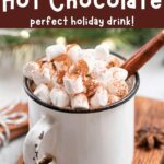 collage of eggnog hot chocolate with recipe name overlay