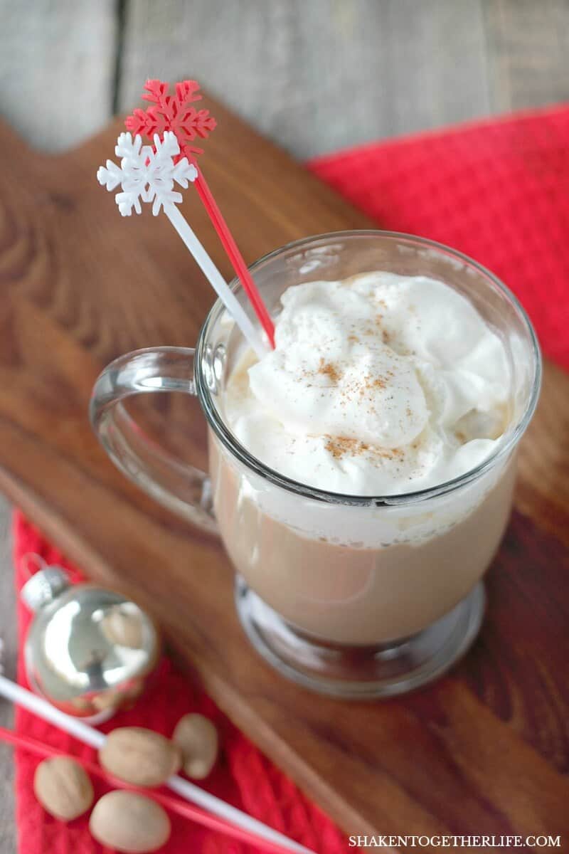 Creamy Eggnog Hot Chocolate - you'll never go back to plain hot chocolate again!
