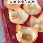 wonton cups on red plate