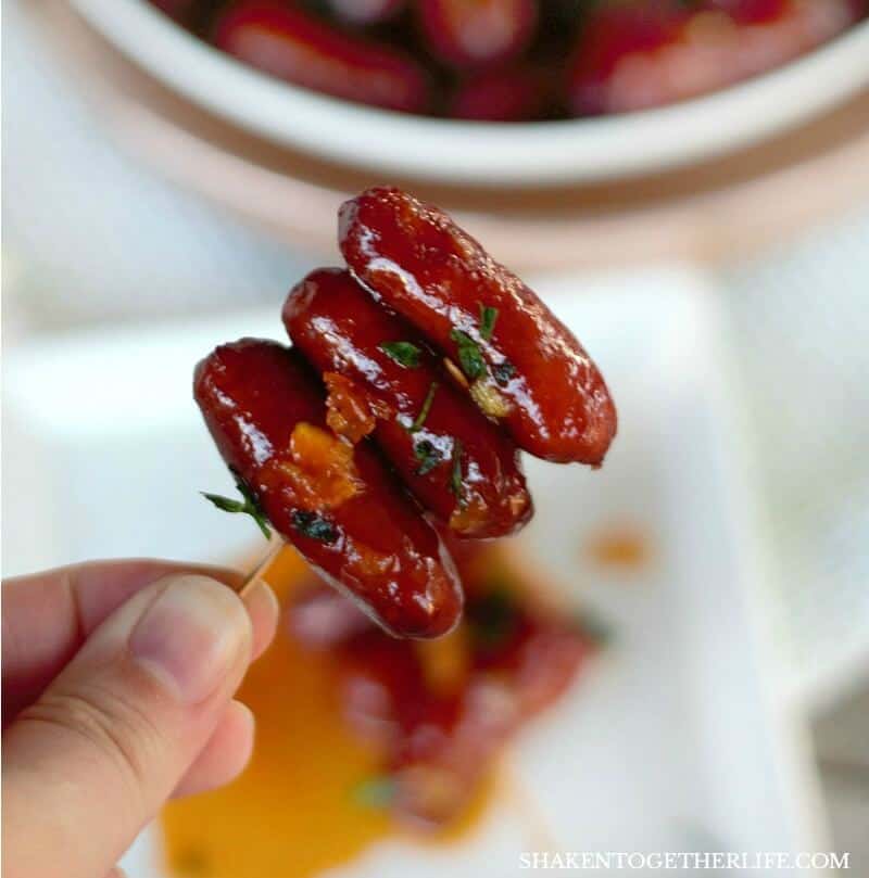 Orange BBQ Little Smokies are a 3 ingredient appetizer with tons of big sweet and savory flavor!