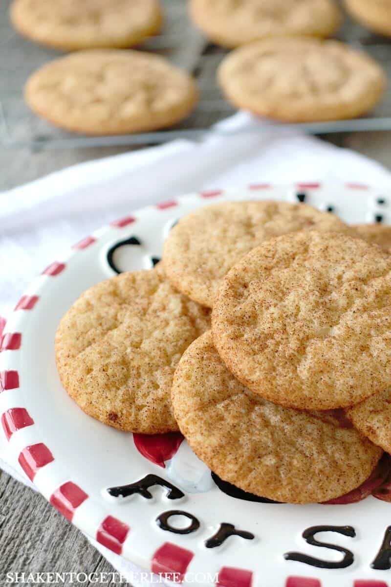 Santa would love to find a plate of these Super Simple Gingerbread Snickerdoodles waiting on Christmas Eve! You won't believe how easy these Christmas cookies are!