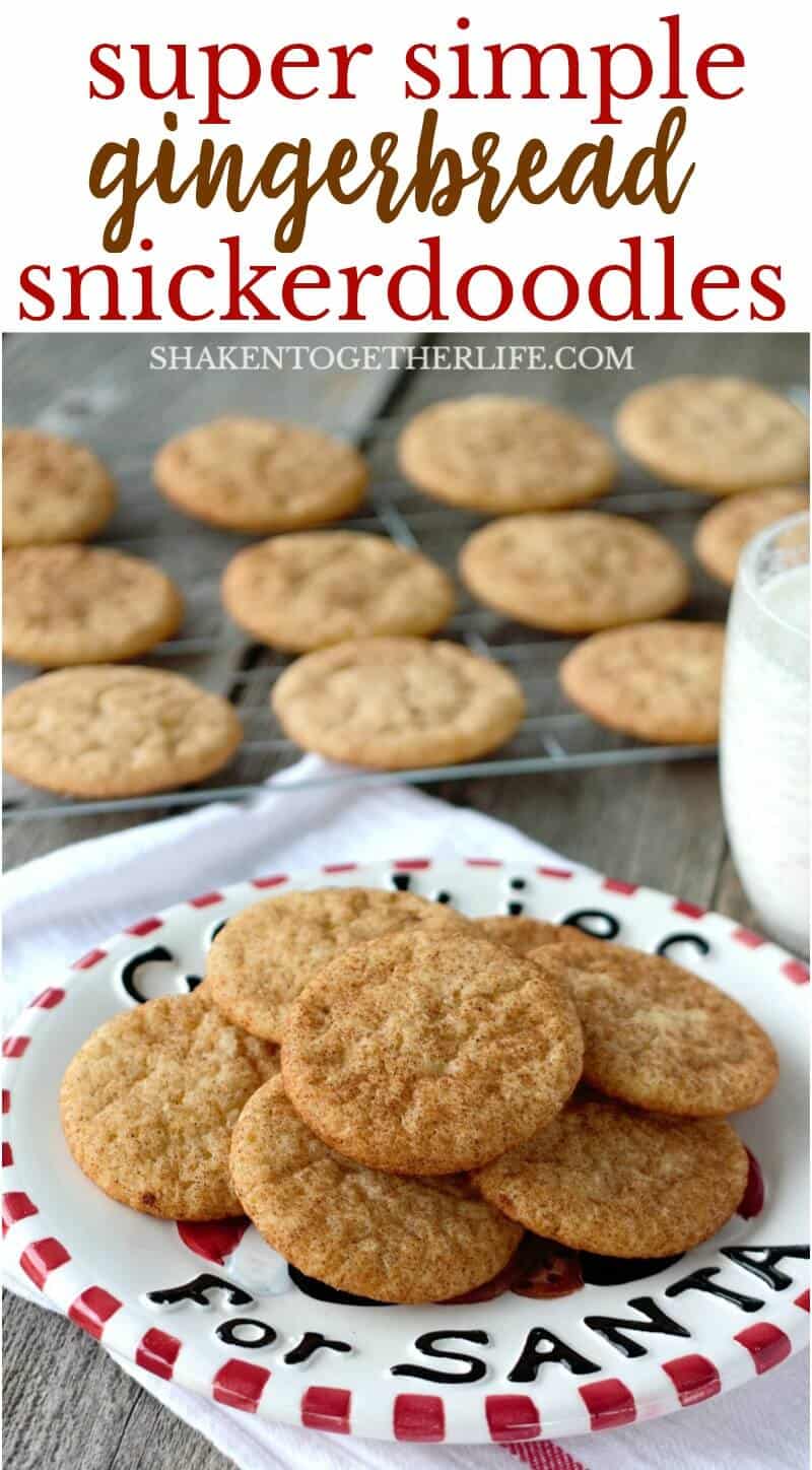 Santa would love to find a plate of these Super Simple Gingerbread Snickerdoodles waiting on Christmas Eve! You won't believe how easy these Christmas cookies are!
