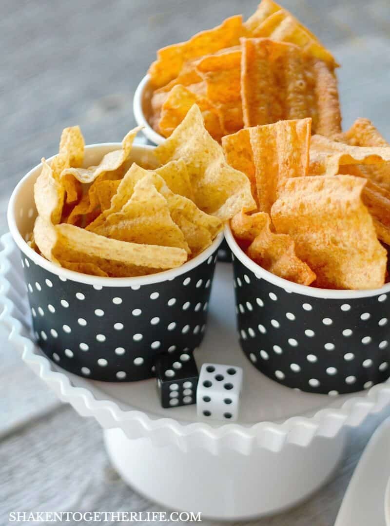 How to Host Girls Game Night: Fill small cups with Sun Chips. Individual portions make entertaining so much easier!