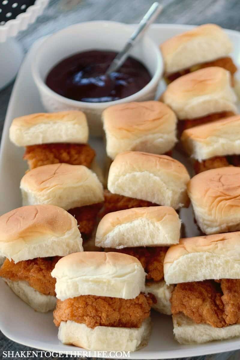 How to Host Girls Game Night - these Mini BBQ Chicken Sliders are a hand held hit!