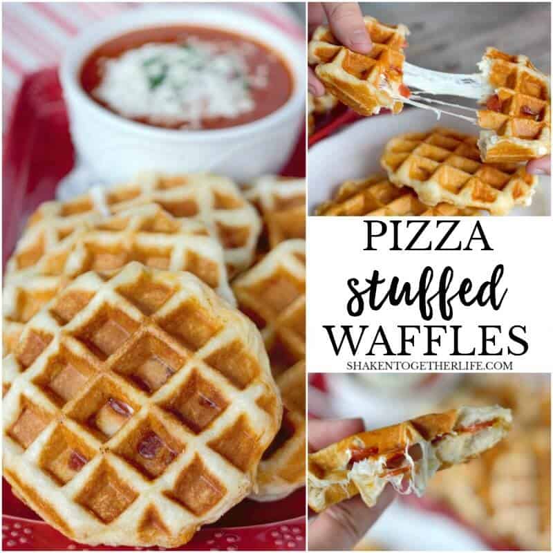 Pizza Stuffed Waffles in 10 minutes with just 4 ingredients! This easy dinner idea of pizza waffles is quick, delicious and a family favorite!