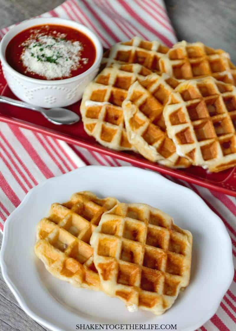 Pizza Stuffed Waffles - or Pizza Waffles - have a crispy outside and ooey gooey cheese and pizza toppings stuffed inside! AND you only need 4 ingredients!