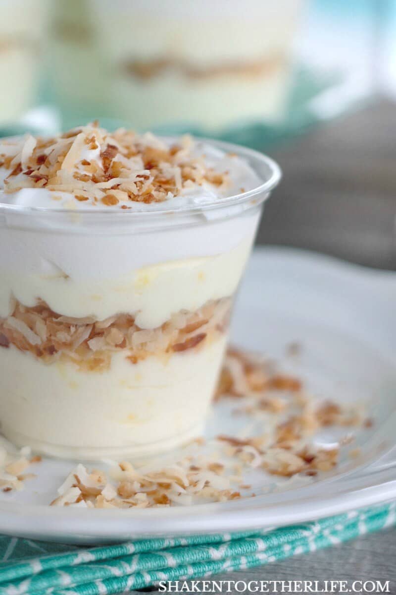 Coconut Cream Pudding Parfaits are an easy dessert that start with a pudding mix and pack BIG coconut flavor!