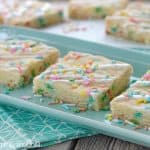 Desserts don't get any easier (or more festive!) than our Funfetti Cookie Bars from a Cake Mix! This festive treat is a quick and easy dessert for any occasion!
