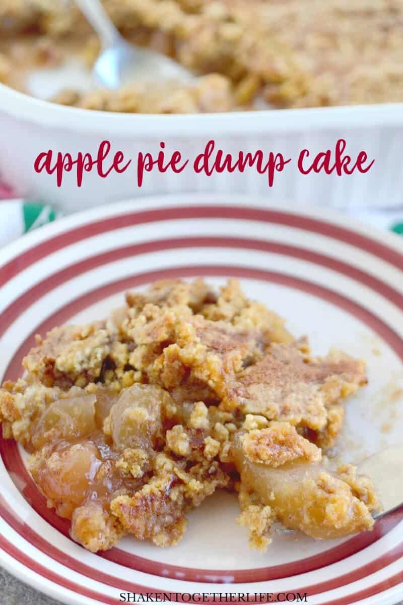 Warm apples, comforting apple pie spice and an easy, butter cake mix topping are the stars of this Fall flavored dessert. With just 4 ingredients from your pantry and fridge, this is the Easiest Apple Pie Dump Cake ever!