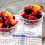 Orange & Brown Sugar Mixed Berry Salad is perfect for any season! This easy 4 berry salad is delicious served alone or spooned over ice cream, angel food cake or pound cake!