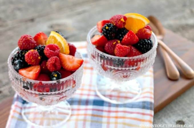 Orange & Brown Sugar Mixed Berry Salad is perfect for any season! This easy 4 berry salad is delicious served alone or spooned over ice cream, angel food cake or pound cake!