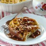 Overnight Waffle Breakfast Casserole with Brown Sugar Pecan Sauce - this easy breakfast casserole makes a holiday breakfast easy to prepare!