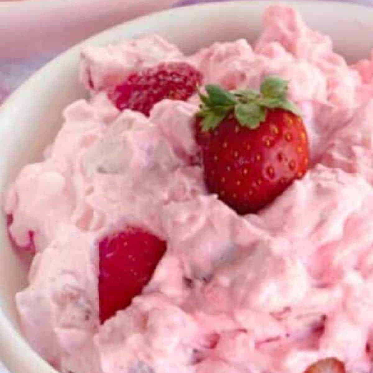 Strawberry fluff salad shaken together