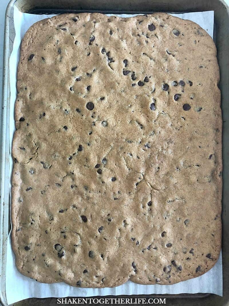 Frosted Sheet Pan Cookie Bars - baked and ready for frosting!