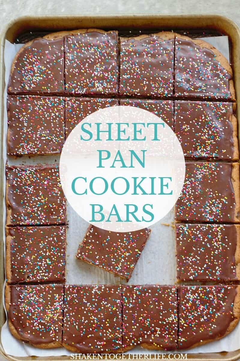 Need a quick dessert with a little flair? Frosted Sheet Pan Cookie Bars start with refrigerated dough and get topped with your favorite frosting and loads of sprinkles!