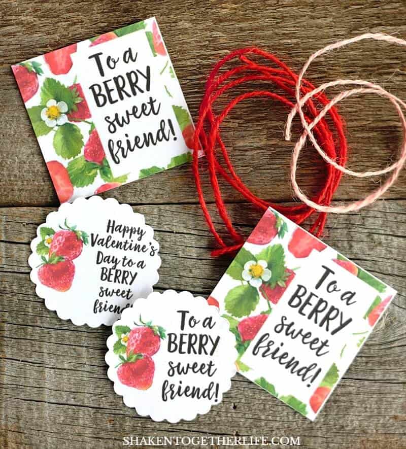 Strawberry Themed Gifts and Berry Sweet printable tags - this list of inexpensive but adorable strawberry themed gifts is perfect for friends and Valentines!